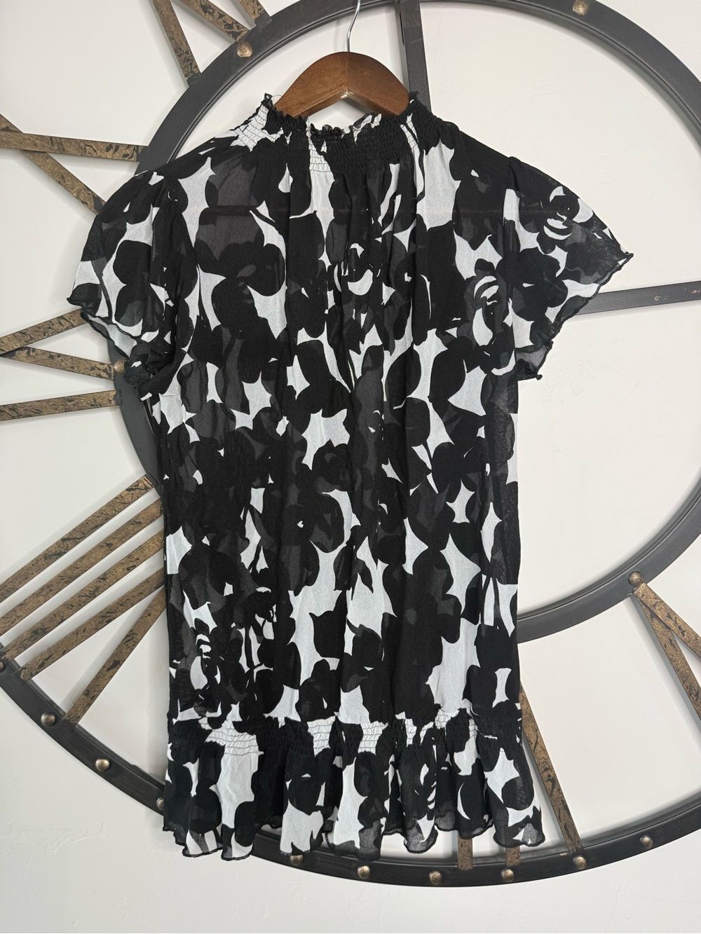 The Limited Black & White Floral Lace Blouse